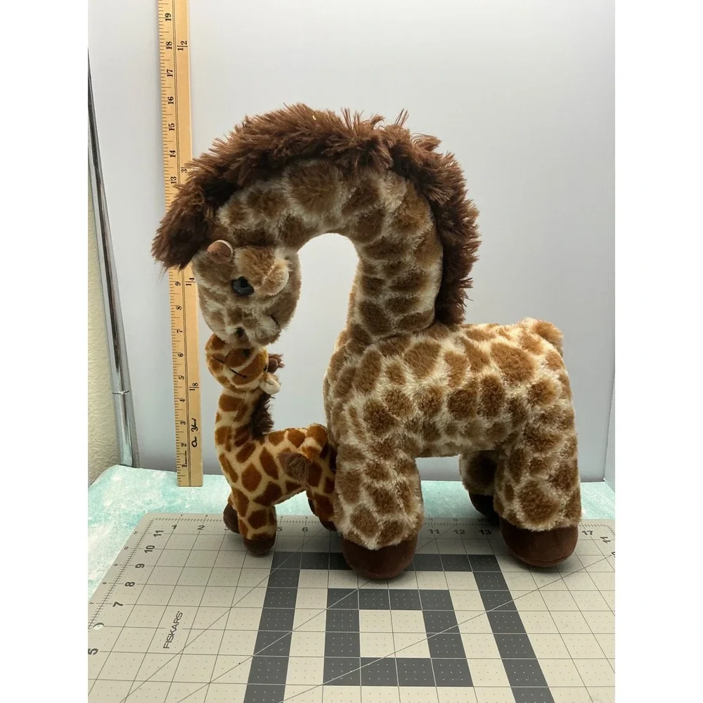 Plush Giraffe‎ Mother and Baby Attached Stuffed Animal Safari Nursery Decor 13in